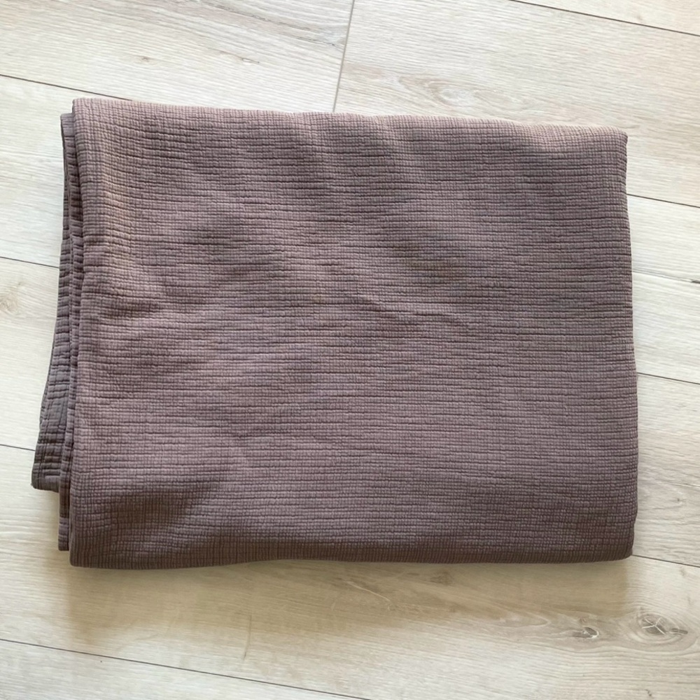 West Elm Taupe Cotton Waffle Knit Blanket King